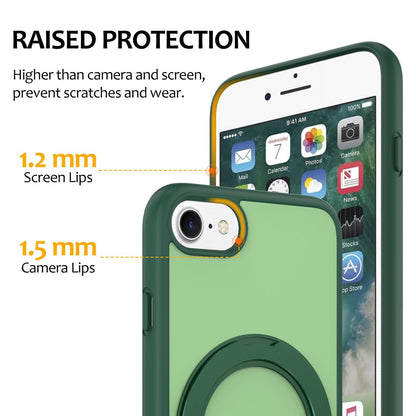 For iPhone SE 2022 / 2020 / 8 / 7 Skin Feel Revolving Kickstand Magnetic Phone Case(Green)