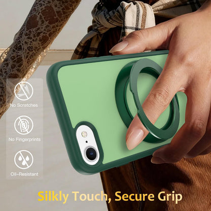 For iPhone SE 2022 / 2020 / 8 / 7 Skin Feel Revolving Kickstand Magnetic Phone Case(Green)