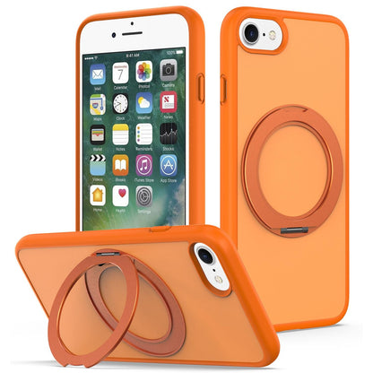 For iPhone SE 2022 / 2020 / 8 / 7 Skin Feel Revolving Kickstand Magnetic Phone Case(Orange)