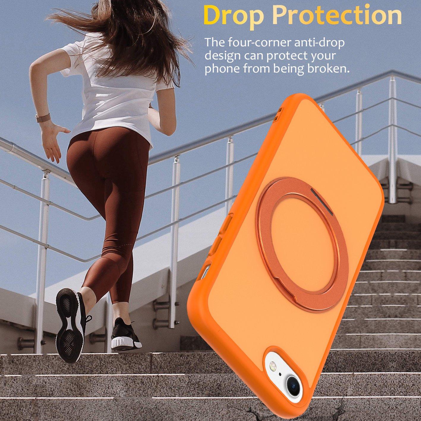 For iPhone SE 2022 / 2020 / 8 / 7 Skin Feel Revolving Kickstand Magnetic Phone Case(Orange)