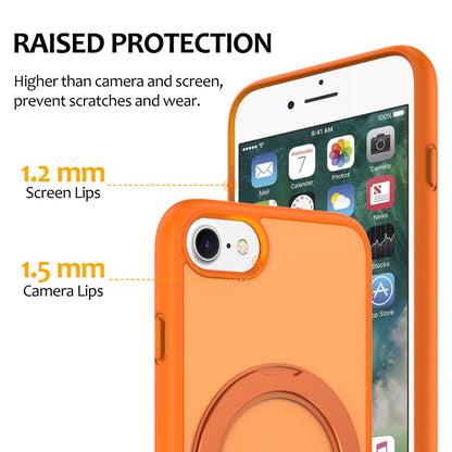 For iPhone SE 2022 / 2020 / 8 / 7 Skin Feel Revolving Kickstand Magnetic Phone Case(Orange)