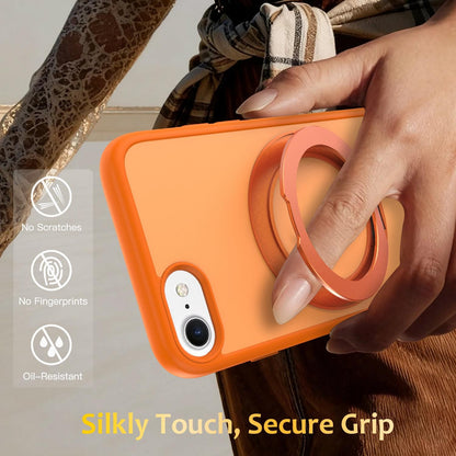 For iPhone SE 2022 / 2020 / 8 / 7 Skin Feel Revolving Kickstand Magnetic Phone Case(Orange)
