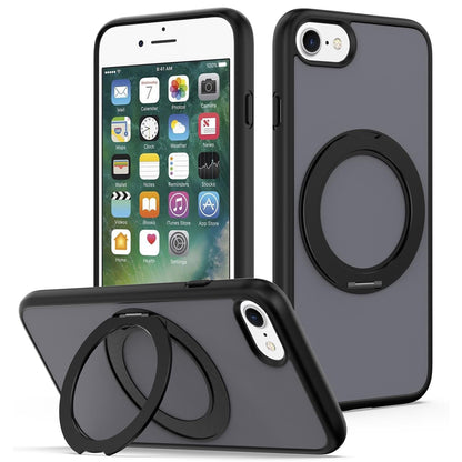 For iPhone SE 2022 / 2020 / 8 / 7 Skin Feel Revolving Kickstand Magnetic Phone Case(Black)