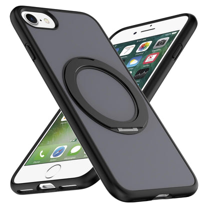 For iPhone SE 2022 / 2020 / 8 / 7 Skin Feel Revolving Kickstand Magnetic Phone Case(Black)