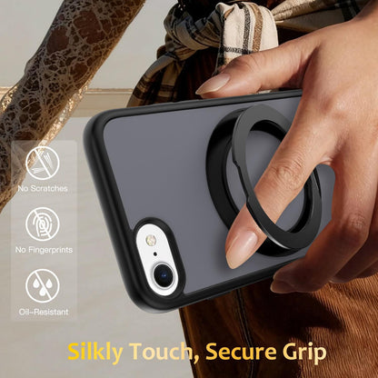 For iPhone SE 2022 / 2020 / 8 / 7 Skin Feel Revolving Kickstand Magnetic Phone Case(Black)