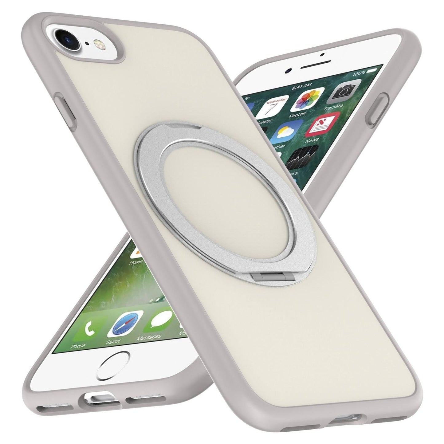 For iPhone SE 2022 / 2020 / 8 / 7 Skin Feel Revolving Kickstand Magnetic Phone Case(Grey)