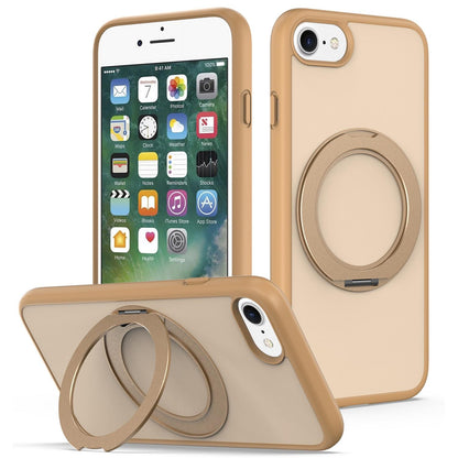 For iPhone SE 2022 / 2020 / 8 / 7 Skin Feel Revolving Kickstand Magnetic Phone Case(Gold)