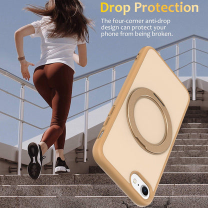 For iPhone SE 2022 / 2020 / 8 / 7 Skin Feel Revolving Kickstand Magnetic Phone Case(Gold)