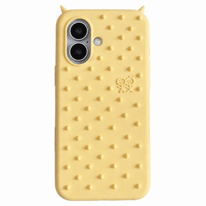 For iPhone 16 Demon Spikes Soft Silicone Phone Case - Yellow - EDA009937507A
