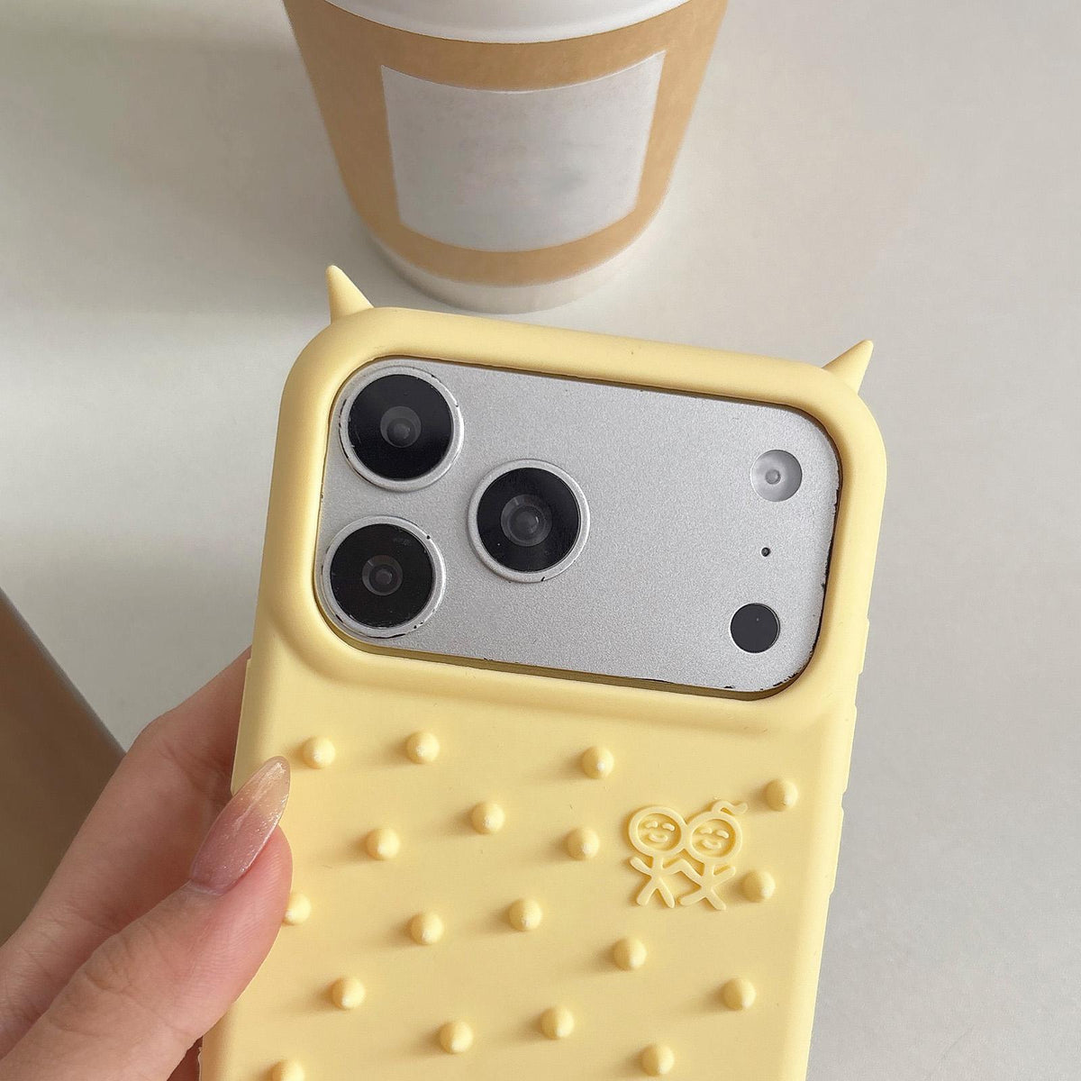 For iPhone 16 Pro Demon Spikes Soft Silicone Phone Case - Yellow - EDA009937505A