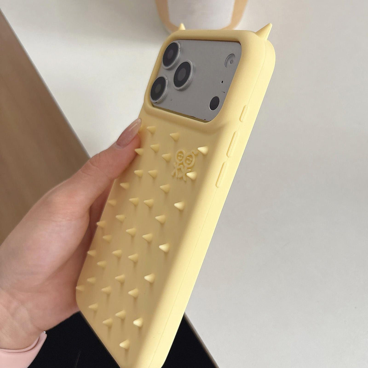 For iPhone 14 Plus Demon Spikes Soft Silicone Phone Case - Yellow - EDA009937512A