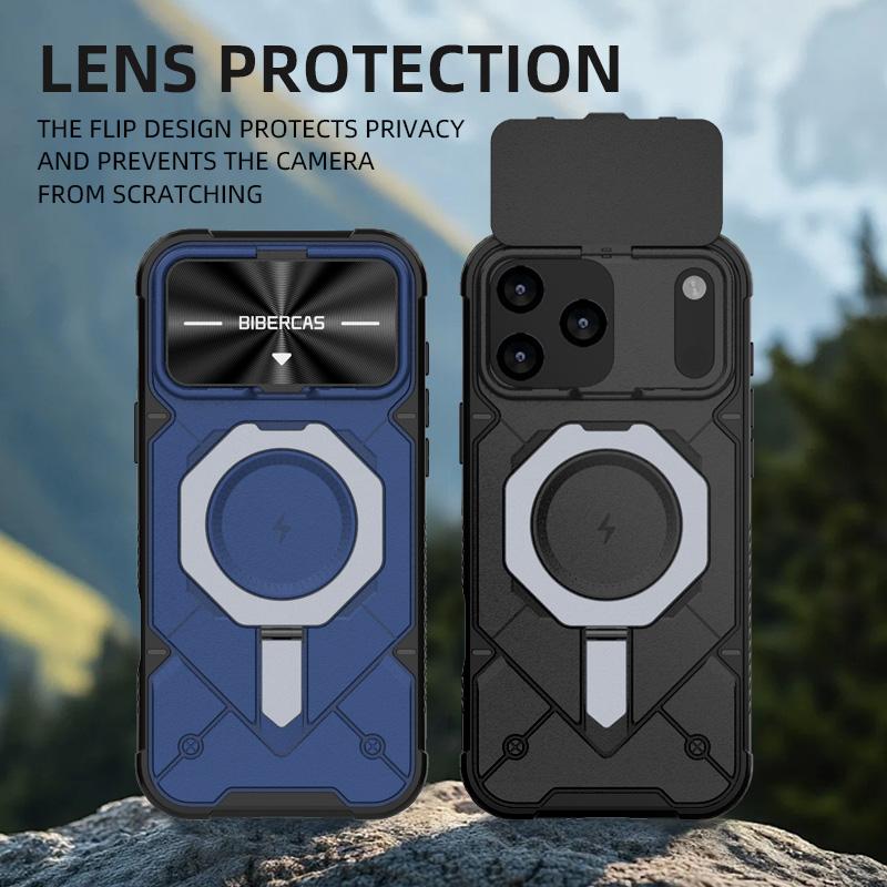 For iPhone 17 Pro Max Adventurer Series Flip Lens Cover Metal Kickstand Phone Case - Army Green - EDA009938001B