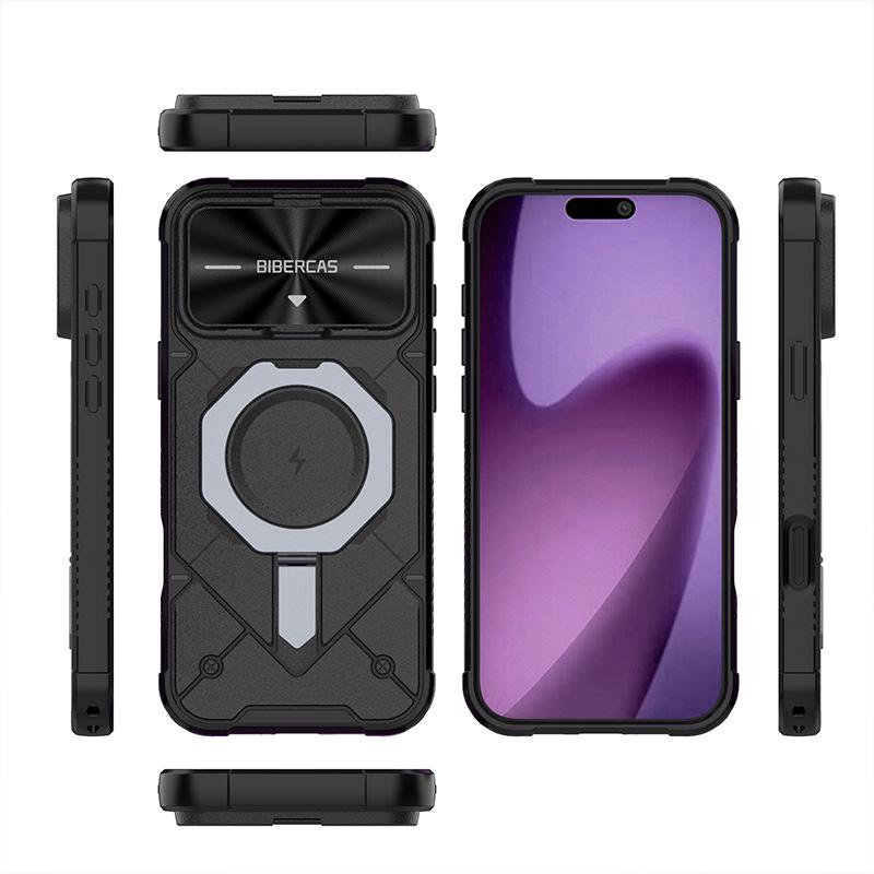 For iPhone 17 Pro Max Adventurer Series Flip Lens Cover Metal Kickstand Phone Case - Blue - EDA009938001C