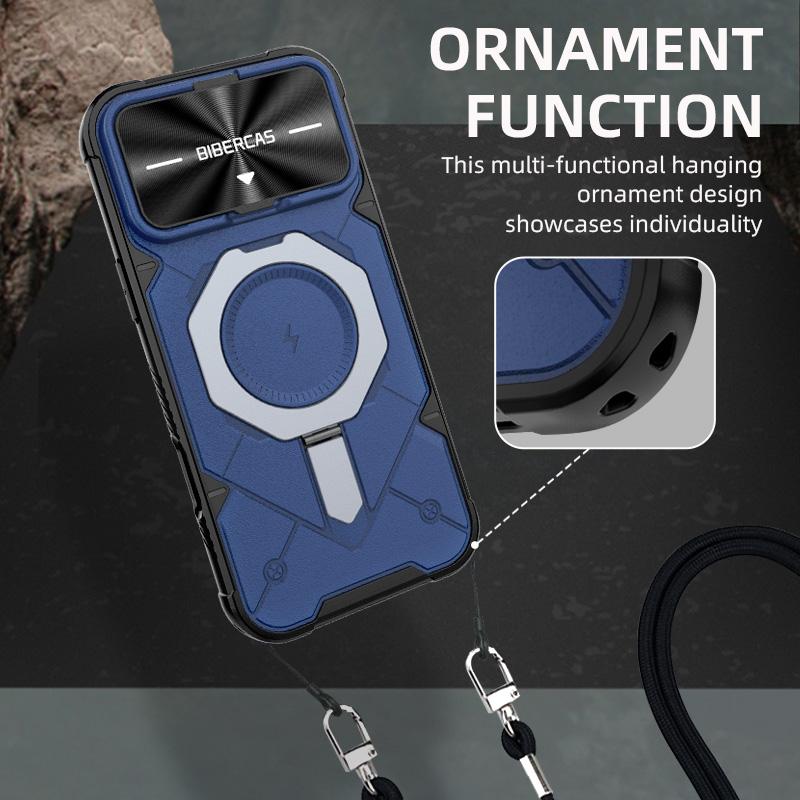 For iPhone 17 Pro Max Adventurer Series Flip Lens Cover Metal Kickstand Phone Case - Blue - EDA009938001C