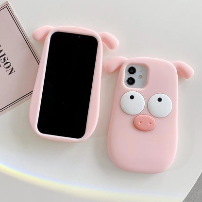 For iPhone 15 Cute Little Pig Silicone Phone Case - Default - EDA009938911