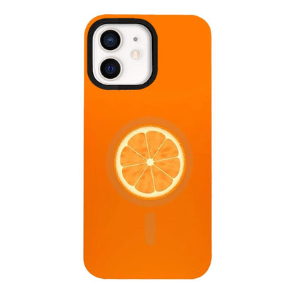 For iPhone 11 Fruit Pattern Detachable Dual Magnetic PC Hybrid TPU Phone Case - Orange - EDA009940201A