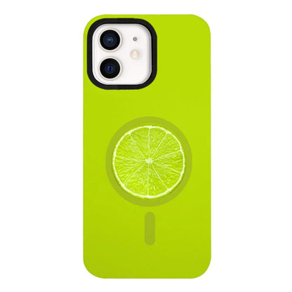 For iPhone 11 Fruit Pattern Detachable Dual Magnetic PC Hybrid TPU Phone Case - Lime - EDA009940201C