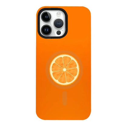 For iPhone 12 Pro Fruit Pattern Detachable Dual Magnetic PC Hybrid TPU Phone Case - Orange - EDA009940203A