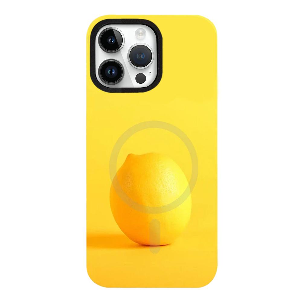 For iPhone 12 Pro Fruit Pattern Detachable Dual Magnetic PC Hybrid TPU Phone Case - Lemon - EDA009940203B