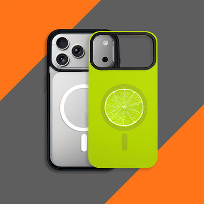 For iPhone 13 Pro Max Fruit Pattern Detachable Dual Magnetic PC Hybrid TPU Phone Case - Lime - EDA009940205C