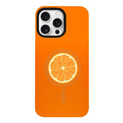 For iPhone 16 Pro Fruit Pattern Detachable Dual Magnetic PC Hybrid TPU Phone Case - Orange - EDA009940218A