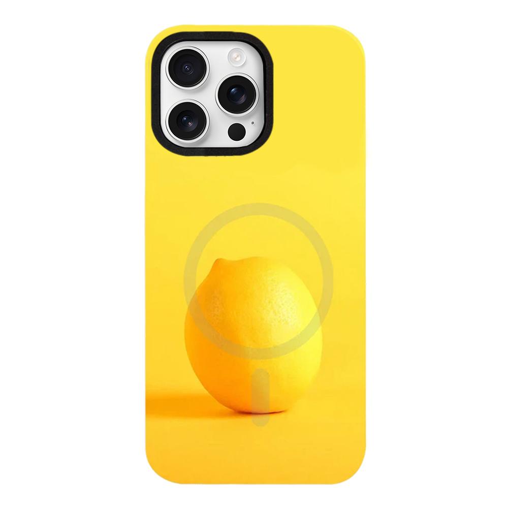 For iPhone 16 Pro Fruit Pattern Detachable Dual Magnetic PC Hybrid TPU Phone Case - Lemon - EDA009940218B