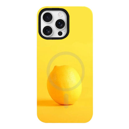 For iPhone 16 Pro Max Fruit Pattern Detachable Dual Magnetic PC Hybrid TPU Phone Case - Lemon - EDA009940219B