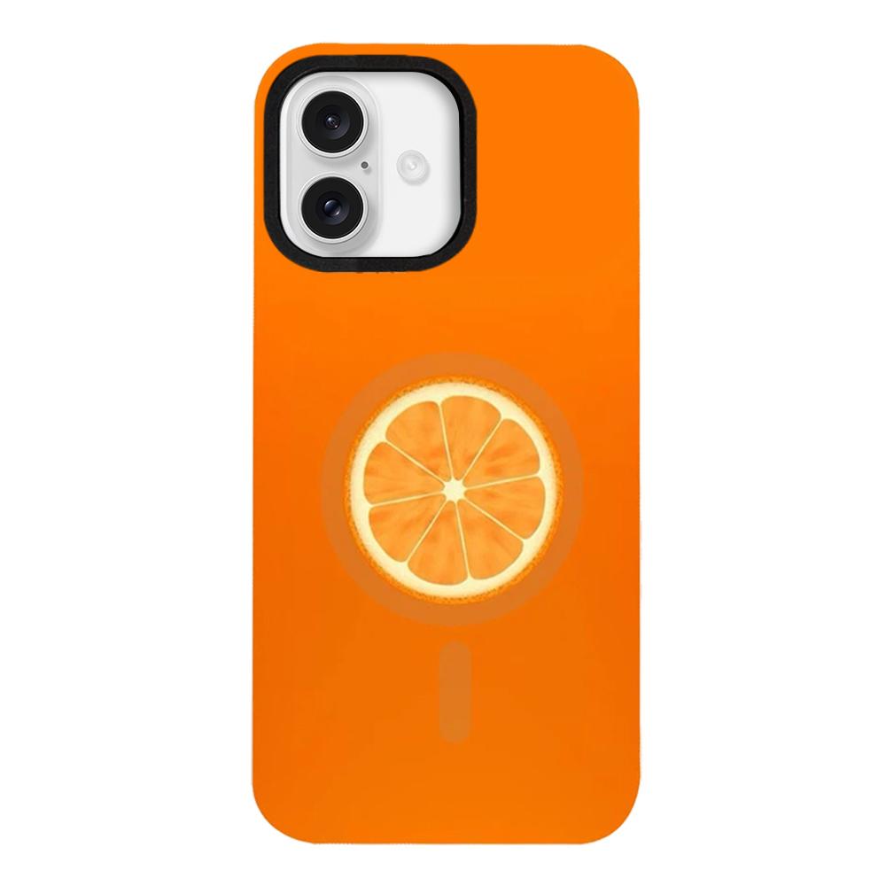 For iPhone 17 Fruit Pattern Detachable Dual Magnetic PC Hybrid TPU Phone Case - Orange - EDA009940222A