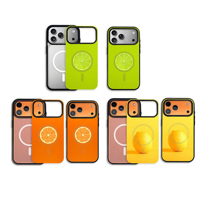 For iPhone 17 Fruit Pattern Detachable Dual Magnetic PC Hybrid TPU Phone Case - Lime - EDA009940222C