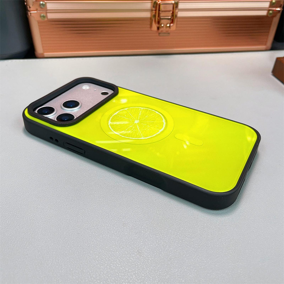 For iPhone 15 Plus Fruit Pattern Detachable Dual Magnetic PC Hybrid TPU Phone Case - Orange - EDA009940214A