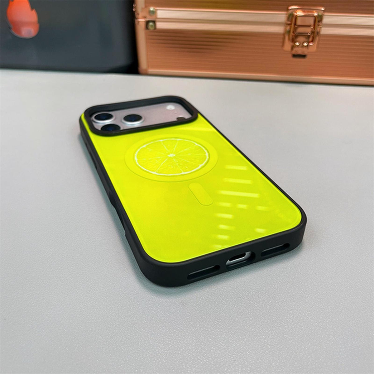 For iPhone 17 Fruit Pattern Detachable Dual Magnetic PC Hybrid TPU Phone Case - Lime - EDA009940222C