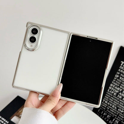 For Galaxy Z Fold8 5G Electroplating Frame PC Transparent Phone Case - Silver - EDA009943601A