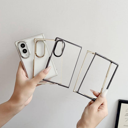 For Galaxy Z Fold8 5G Electroplating Frame PC Transparent Phone Case - Silver - EDA009943601A