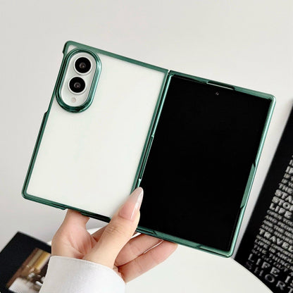 For Galaxy Z Fold8 5G Electroplating Frame PC Transparent Phone Case - Green - EDA009943601B