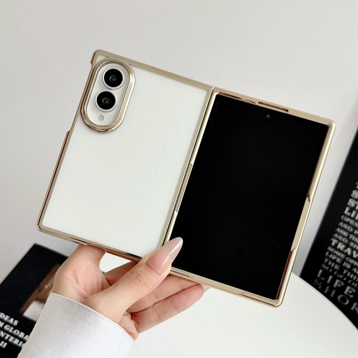 For Galaxy Z Fold8 5G Electroplating Frame PC Transparent Phone Case - Gold - EDA009943601C