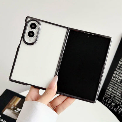 For Galaxy Z Fold8 5G Electroplating Frame PC Transparent Phone Case - Black - EDA009943601D