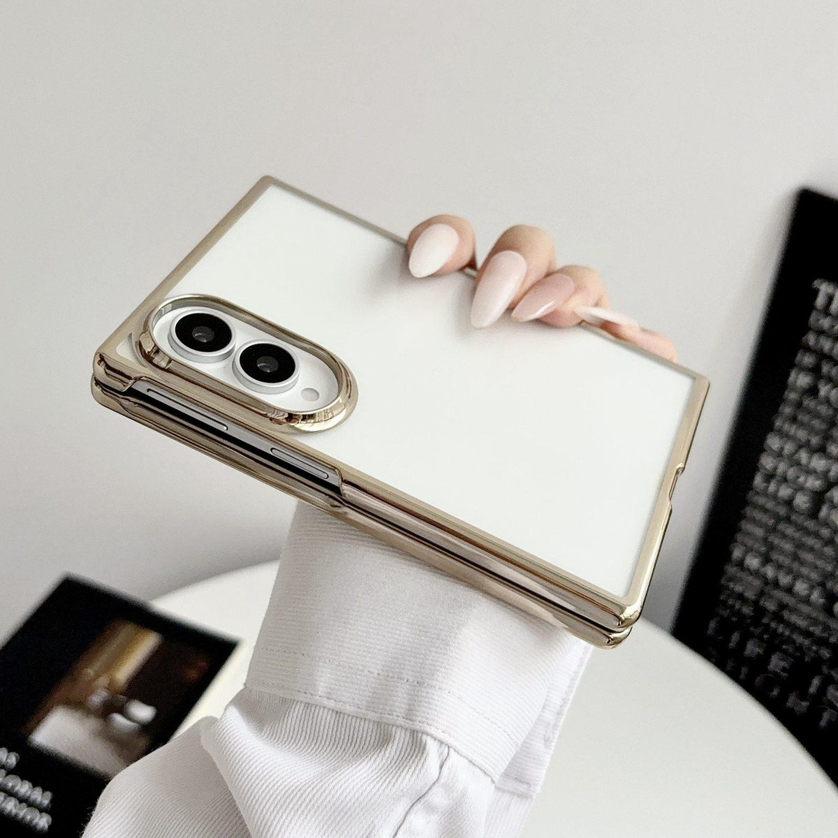 For Galaxy Z Fold8 5G Electroplating Frame PC Transparent Phone Case - Black - EDA009943601D