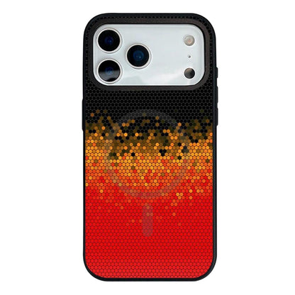 For iPhone 18 Pro Max / 17 Pro Max Camouflage Mosaic Detachable Dual Magnetic PC Hybrid TPU Phone Case - Red Yellow - EDA009944601C