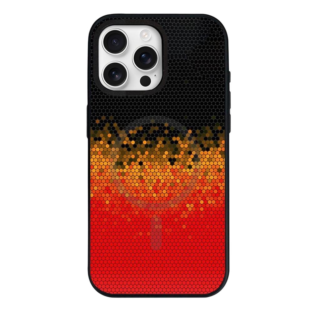 For iPhone 16 Pro Camouflage Mosaic Detachable Dual Magnetic PC Hybrid TPU Phone Case - Red Yellow - EDA009944606C