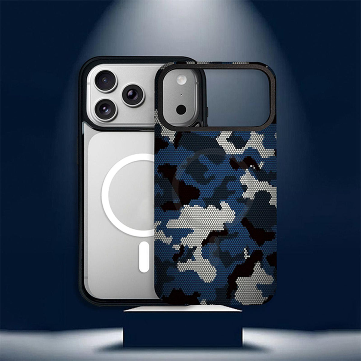 For iPhone 15 Plus Camouflage Mosaic Detachable Dual Magnetic PC Hybrid TPU Phone Case - Camouflage - EDA009944611B