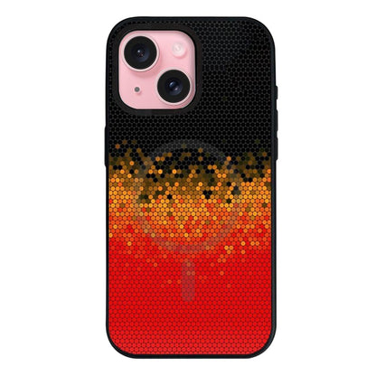 For iPhone 15 Plus Camouflage Mosaic Detachable Dual Magnetic PC Hybrid TPU Phone Case - Red Yellow - EDA009944611C
