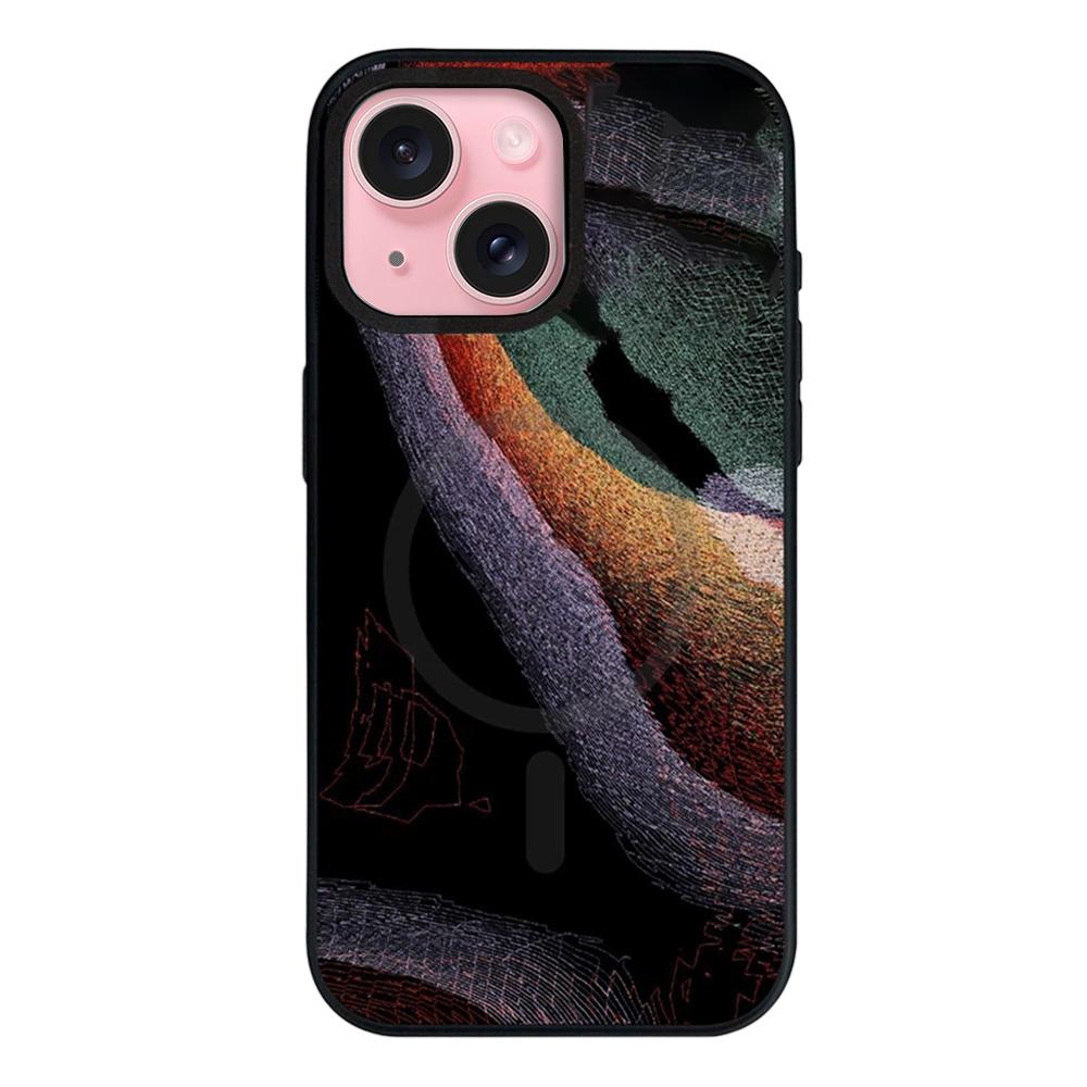 For iPhone 15 Plus Camouflage Mosaic Detachable Dual Magnetic PC Hybrid TPU Phone Case - Colorful - EDA009944611D