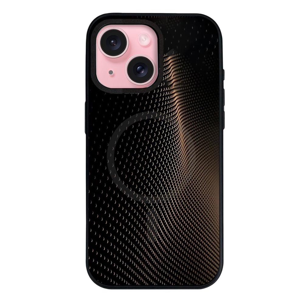 For iPhone 15 Plus Camouflage Mosaic Detachable Dual Magnetic PC Hybrid TPU Phone Case - Golden - EDA009944611E