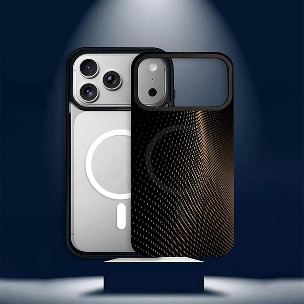 For iPhone 15 Plus Camouflage Mosaic Detachable Dual Magnetic PC Hybrid TPU Phone Case - Golden - EDA009944611E