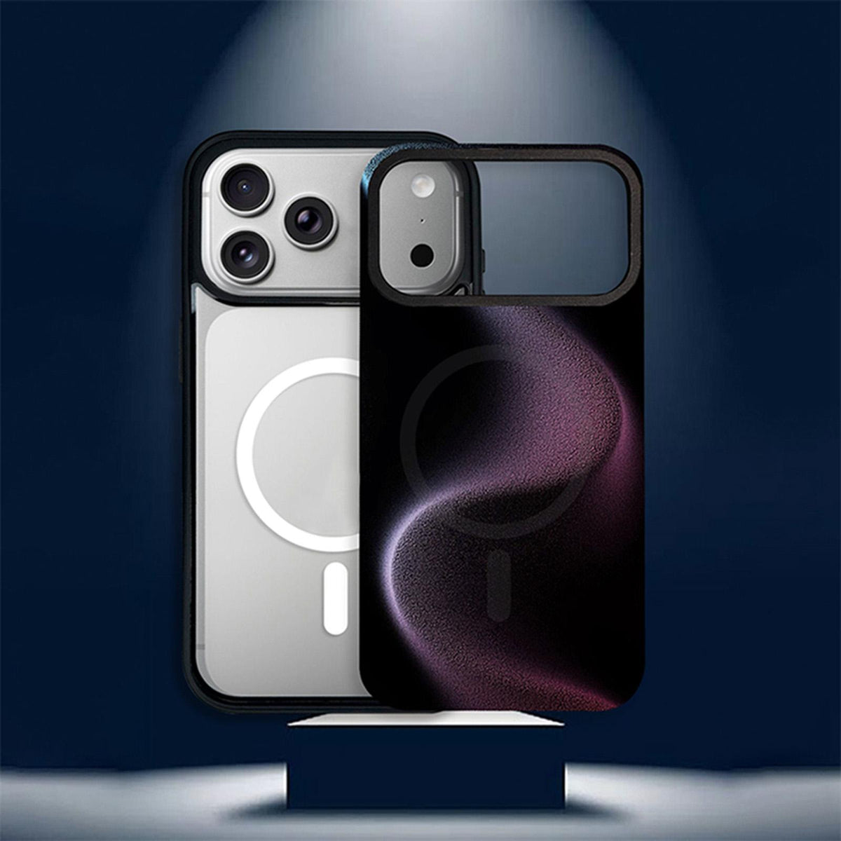For iPhone 15 Plus Camouflage Mosaic Detachable Dual Magnetic PC Hybrid TPU Phone Case - Purple - EDA009944611G
