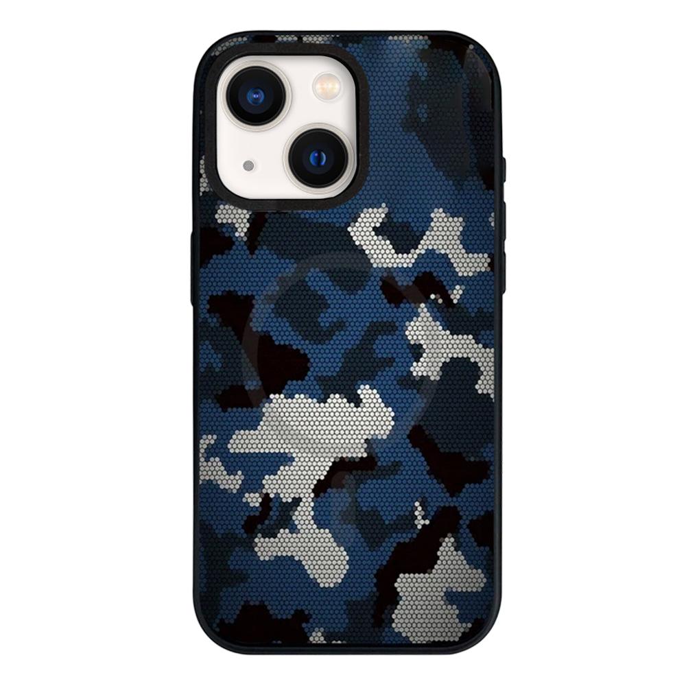 For iPhone 14 Plus Camouflage Mosaic Detachable Dual Magnetic PC Hybrid TPU Phone Case - Camouflage - EDA009944613B