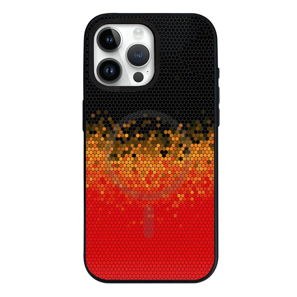 For iPhone 11 Camouflage Mosaic Detachable Dual Magnetic PC Hybrid TPU Phone Case - Red Yellow - EDA009944623C