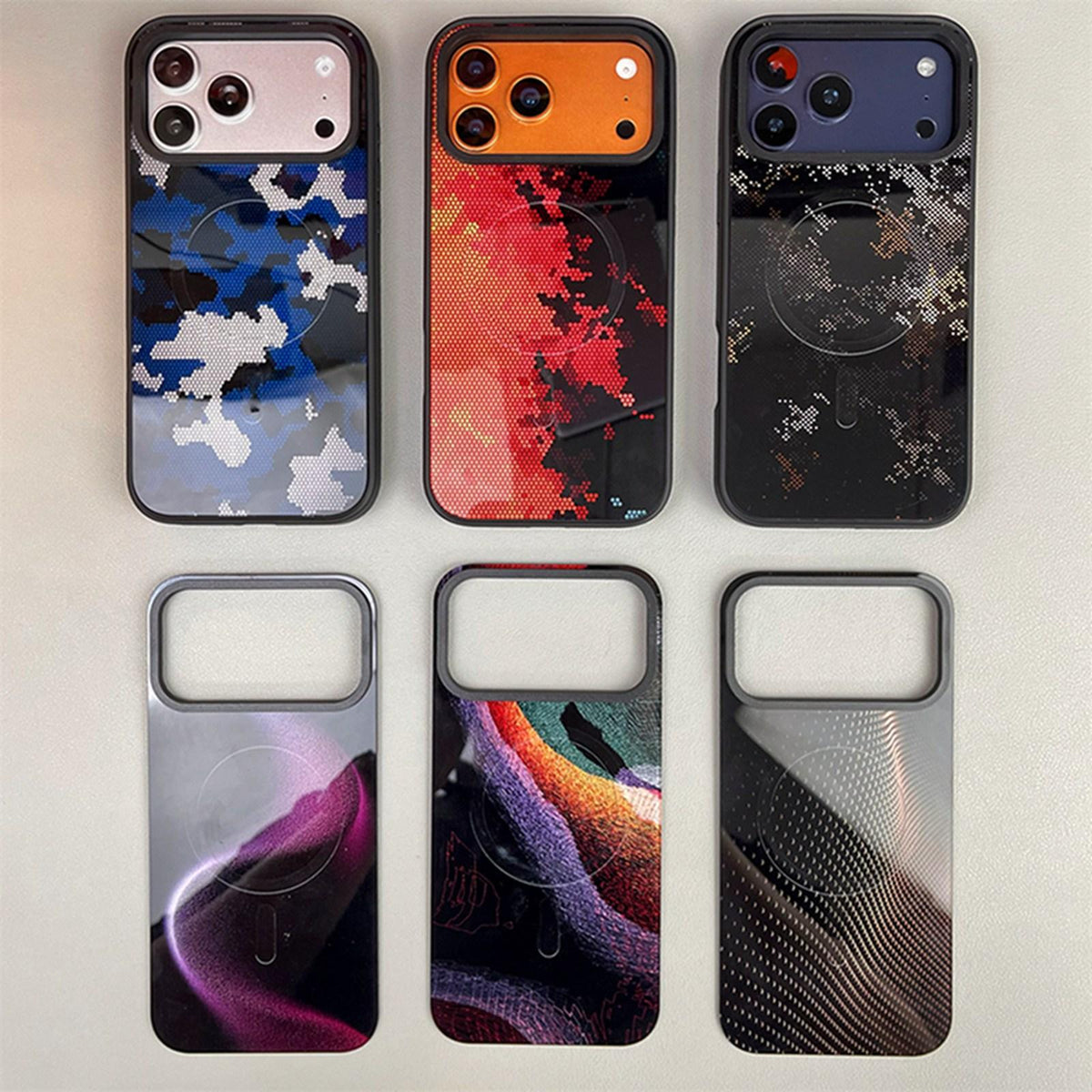 For iPhone 15 Plus Camouflage Mosaic Detachable Dual Magnetic PC Hybrid TPU Phone Case - Mosaic - EDA009944611F