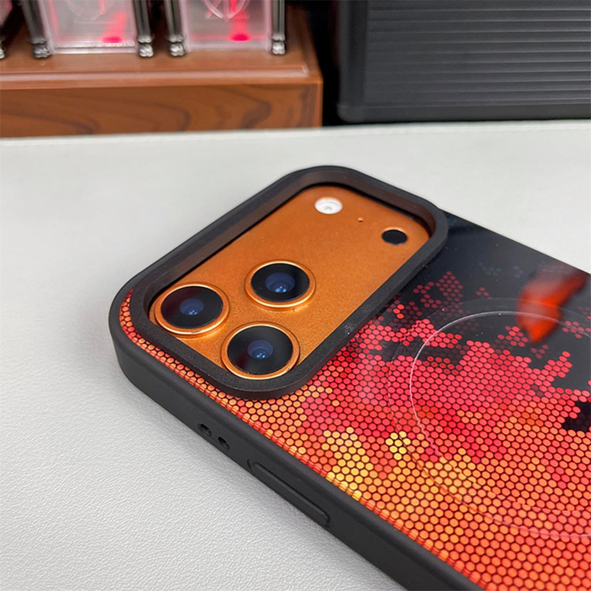 For iPhone 14 Pro Camouflage Mosaic Detachable Dual Magnetic PC Hybrid TPU Phone Case - Purple - EDA009944615G