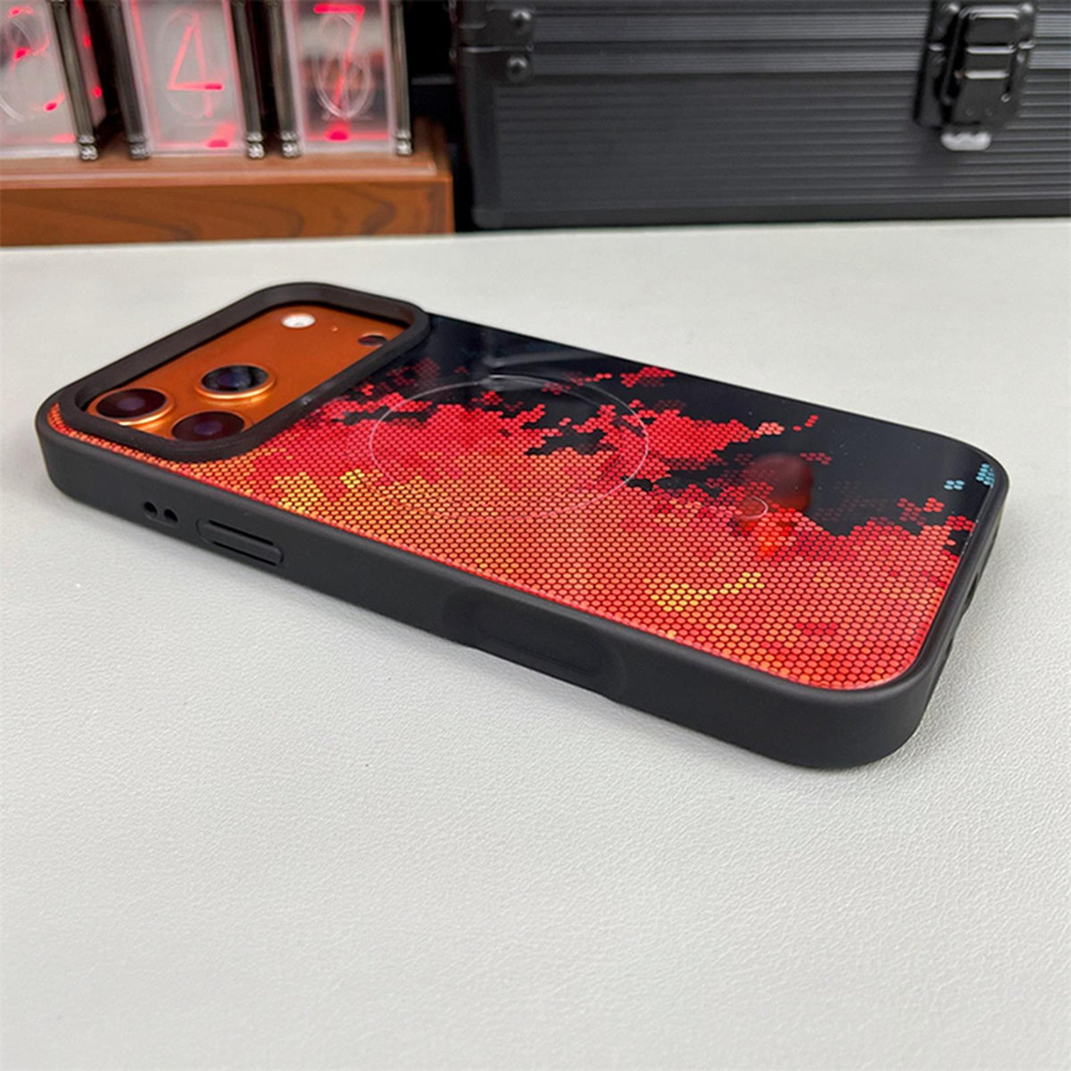 For iPhone 18 Pro Max / 17 Pro Max Camouflage Mosaic Detachable Dual Magnetic PC Hybrid TPU Phone Case - Purple - EDA009944601G